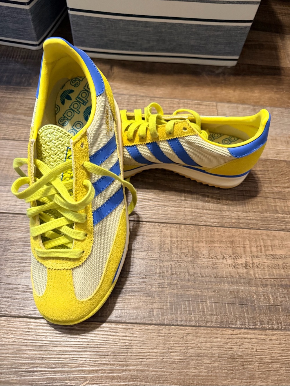adidas Yellow and Blue Retro Runner Athletic Shoes